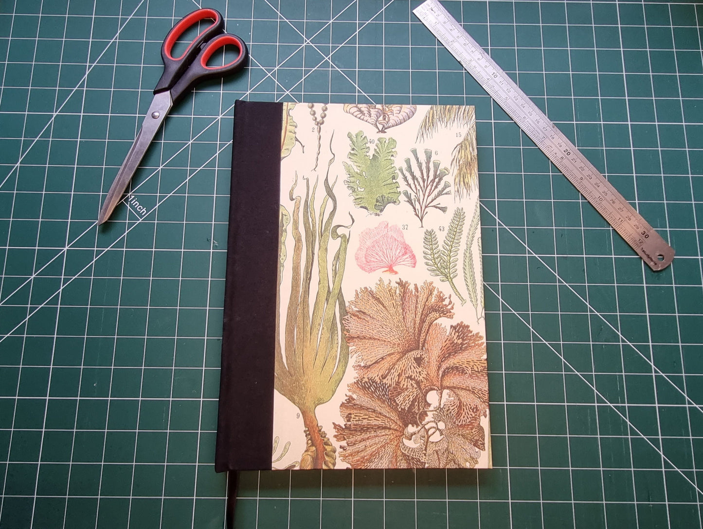 Handmade A4 Sketchbook | 120gsm Paper | Algae Design with Ribbon Bookmark